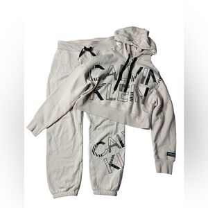 Calvin Klein Performance Light Pink Cropped Hoodie & Jogger Set Size Small
